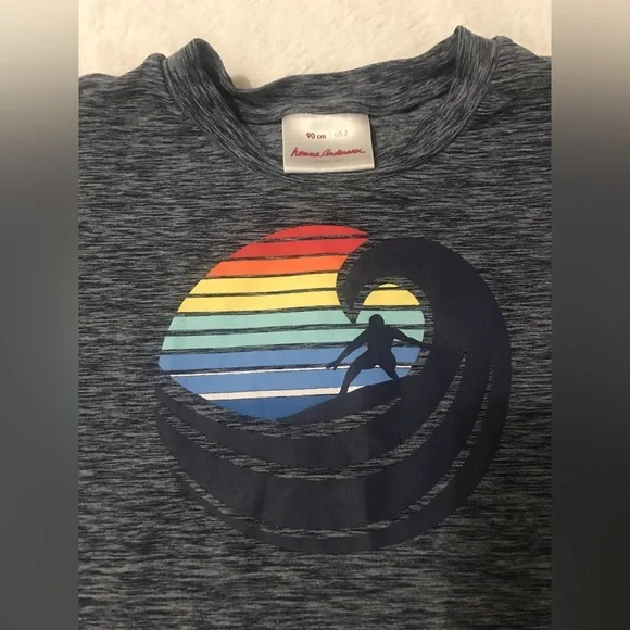 Hanna Andersson size 3T kids T-shirt Heathered blue surfing 🏄‍♂️ - Picture 2 of 4